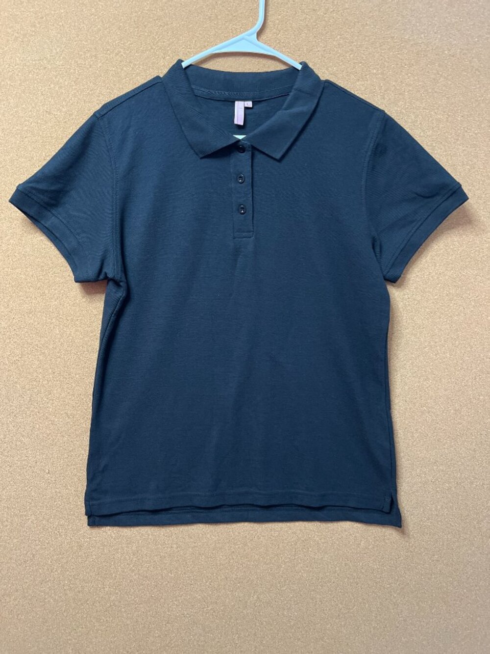 Women Polo Top Shirt Large Black Short Sleeve NWOT